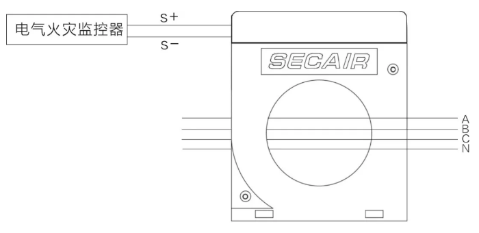 J-SCM41(160)剩余電流式<a href=http://m.neimgu.cn/dianqihuozai/ target=_blank class=infotextkey>電氣火災監控</a>探測器接線圖